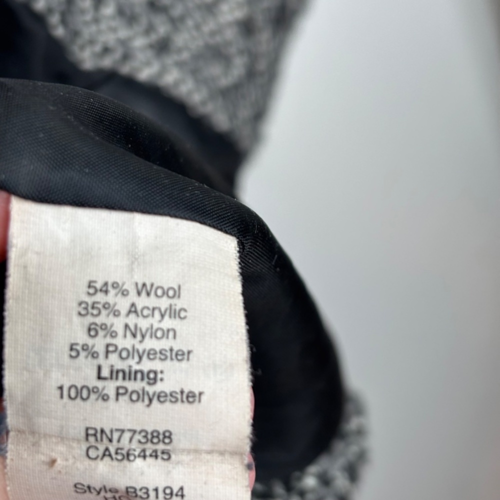 J Crew Daphne Wool Topcoat 8 Tweed Cocoon Coat Black White Old Money Preppy READ - Picture 11 of 15